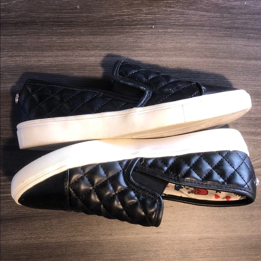 Black Quilted Slip-On Sneakers